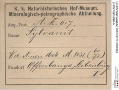 Etiketten zu Sylvanit (NHMW-MIN-Ak617)